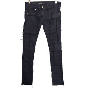 Isabel Marant Patchwork Raw Frayed Jeans  Black 2
